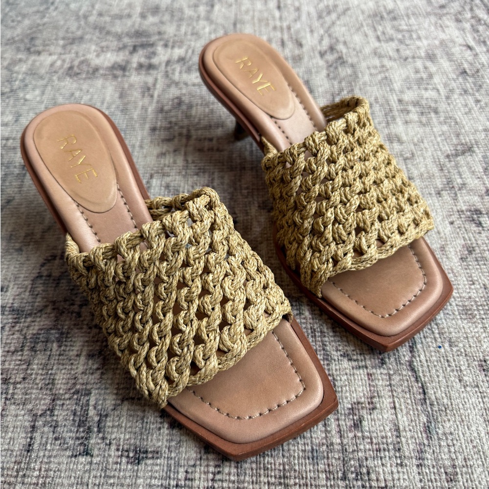 RAYE Women's Woven Tan Mules